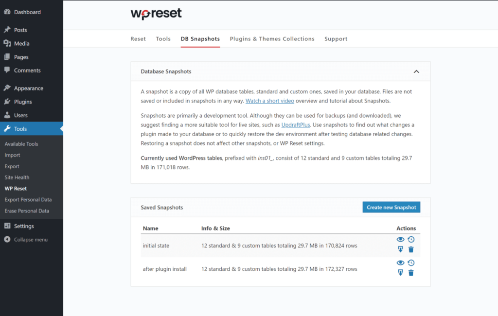 Snapshots Features